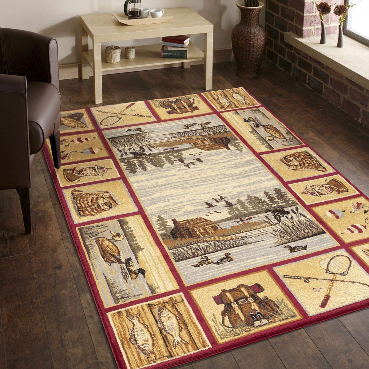 Nature's Nest - 5'3" X 7'3" Lodge Area Rug - Red by Icona Home Decor | Bel Furniture