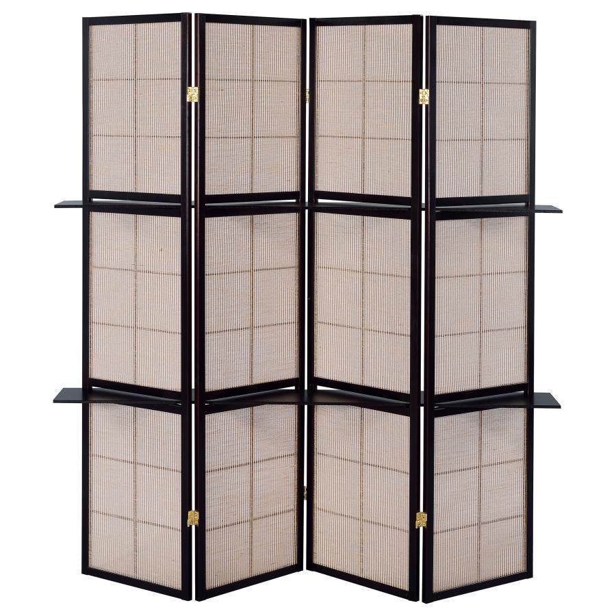 Iggy - 4-Panel Room Divider Folding Shoji Screen - Cappuccino by CoasterEveryday | Bel Furniture