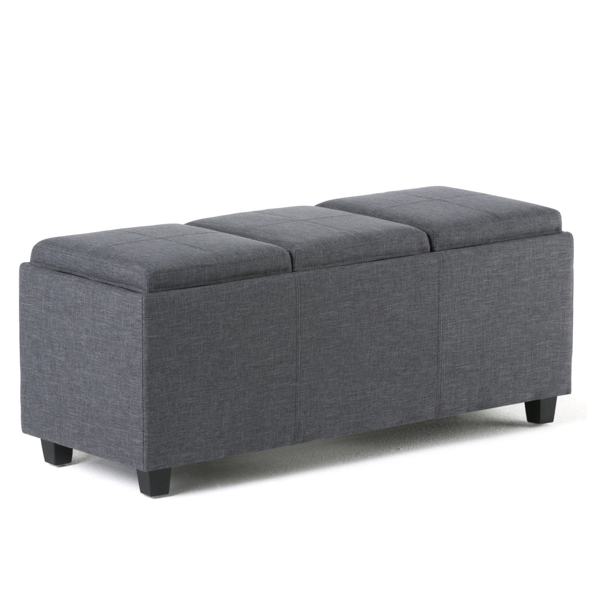 Avalon - Upholstered Storage Ottoman Dark Gray Fabric by Simpli-Home | Bel Furniture