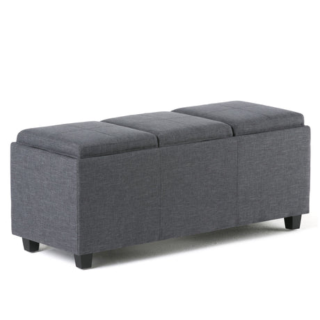 Avalon - Upholstered Storage Ottoman Dark Gray Fabric by Simpli-Home | Bel Furniture