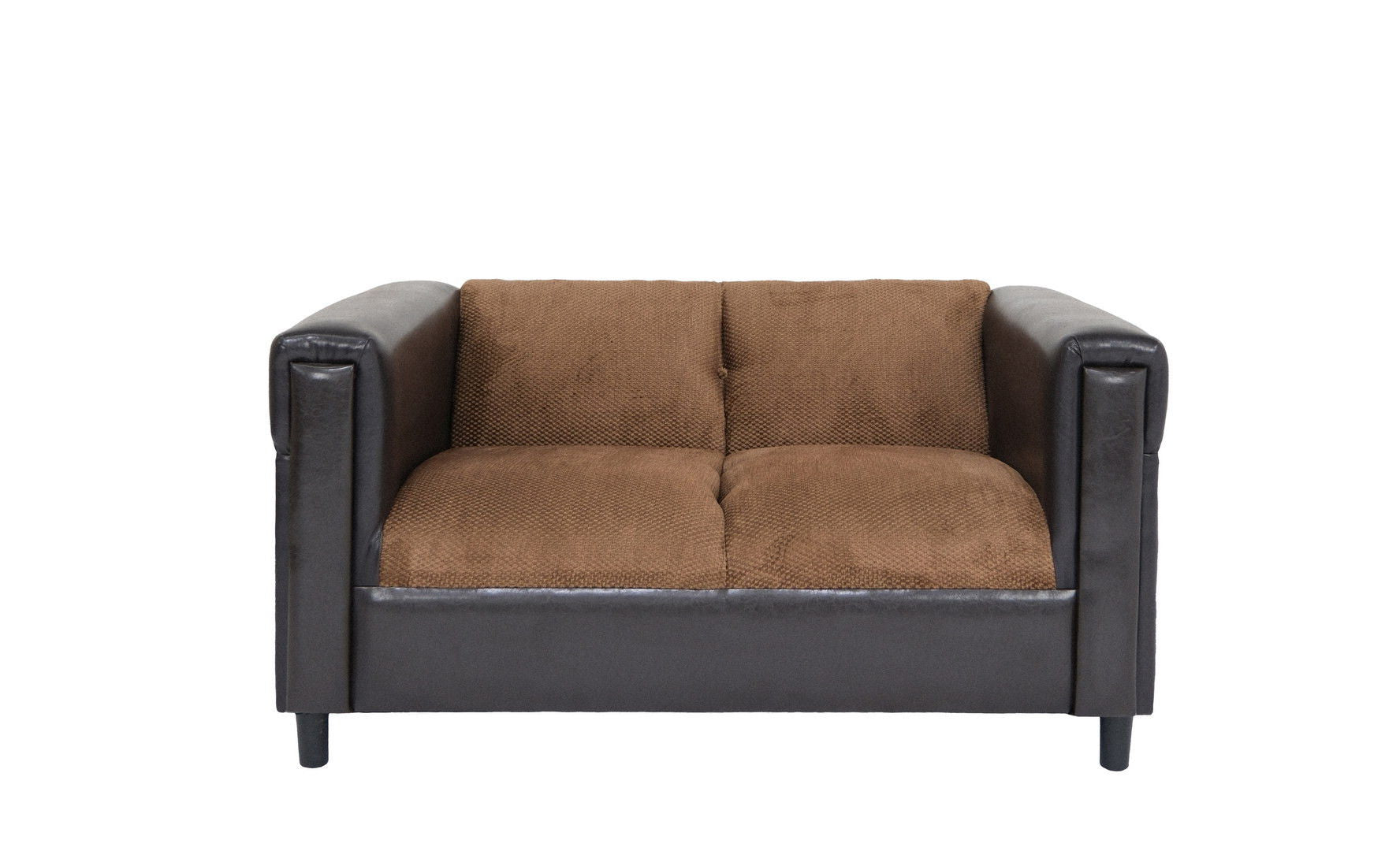 Chenille Loveseat - Brown / Black