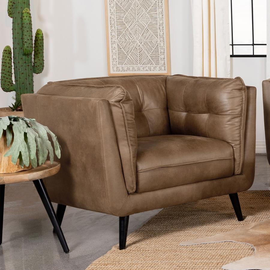 Thatcher - Upholstered Tuxedo Arm Tufted Accent Chair - Brown