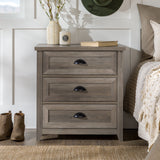 Transitional Farmhouse Framed 3 Drawer Nighstand With Cup Handles by Walker Edison | Bel Furniture