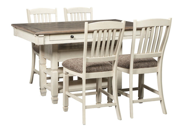 Bolanburg - Rectangular Counter Table Set Beige 5 Pc. - Rectangular Dining Room Counter Table, 4 Upholstered Barstools by Signature Design by Ashley® | Bel Furniture
