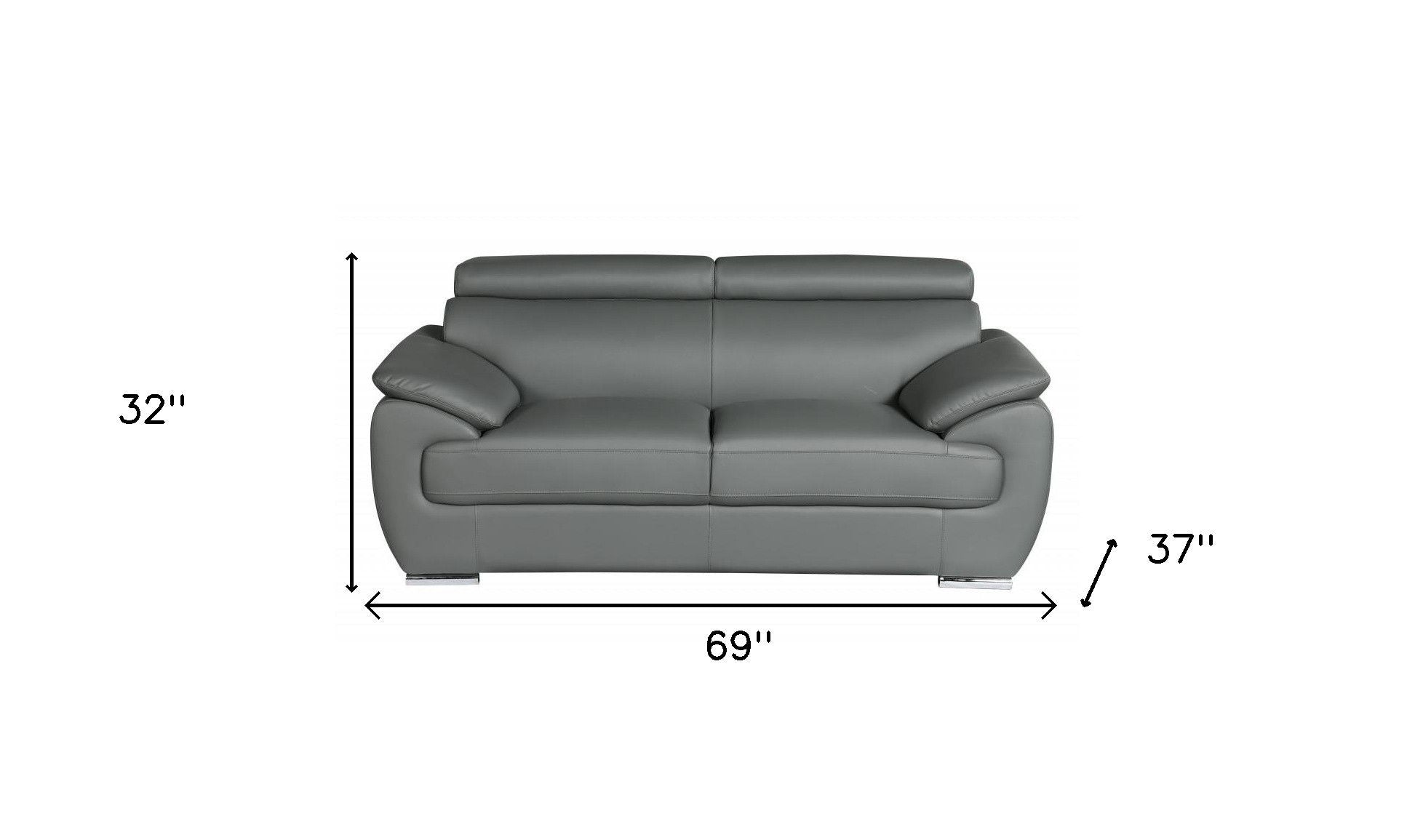 Love Seat Faux Leather - Silver / Gray