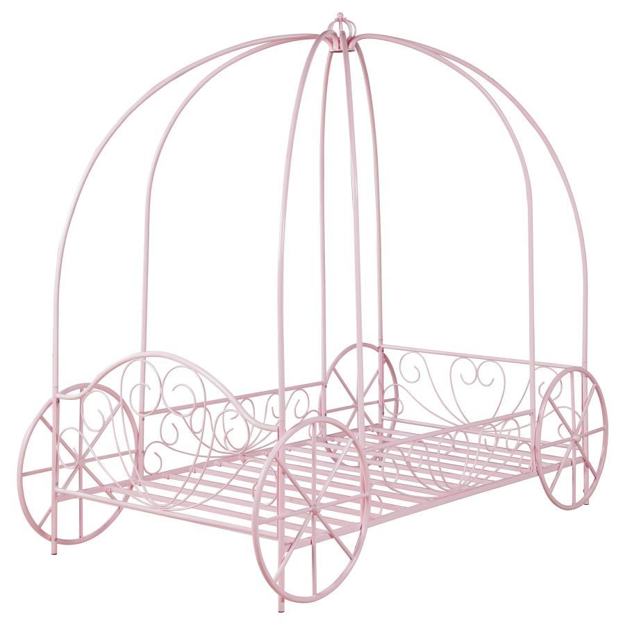 Massi - Metal Twin Canopy Bed - Powder Pink