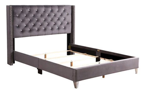 Upholstered Nailhead Trim Chic Bed - view 14