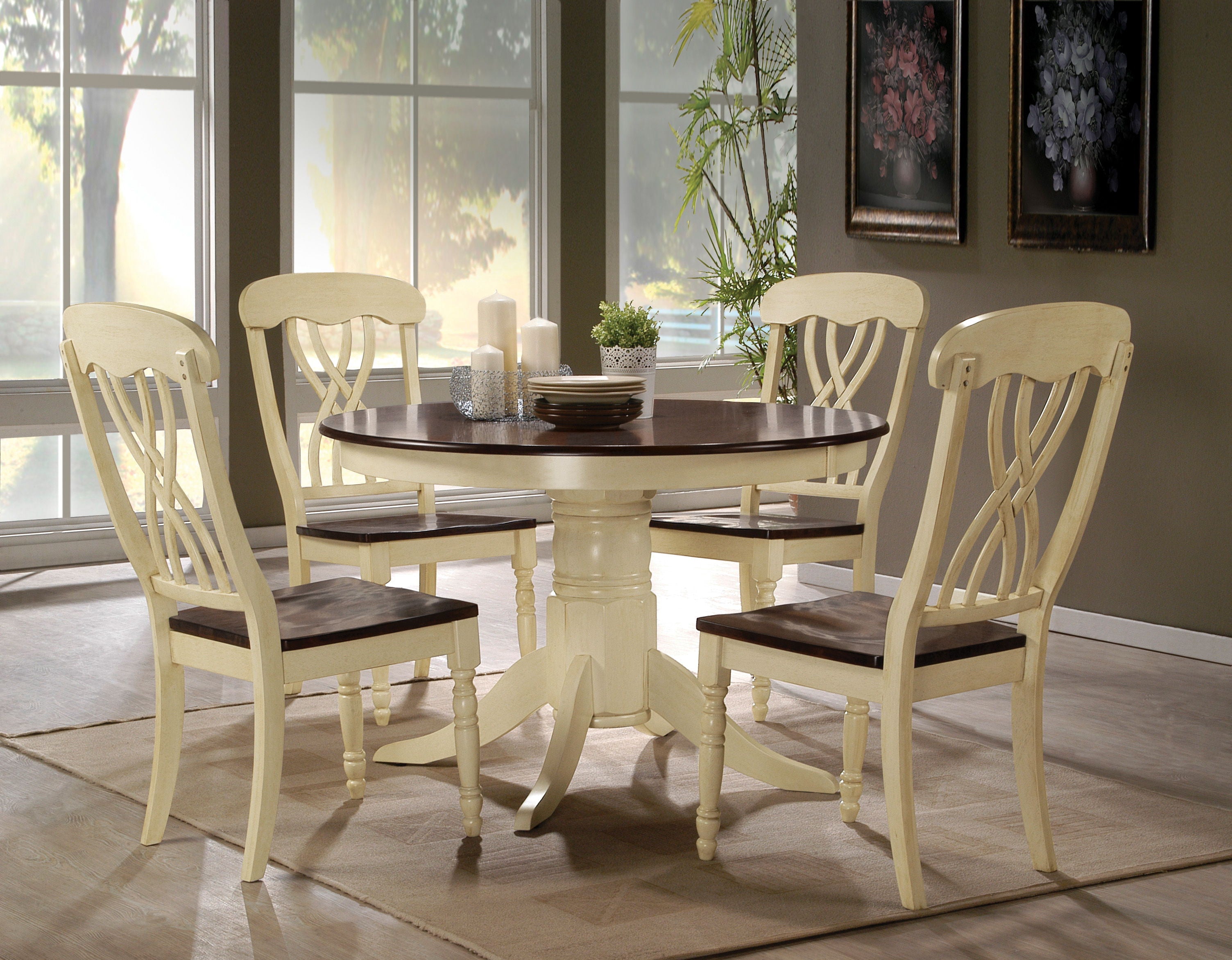 Dylan - 5 Pieces Dining Room Set - Cream / Oak