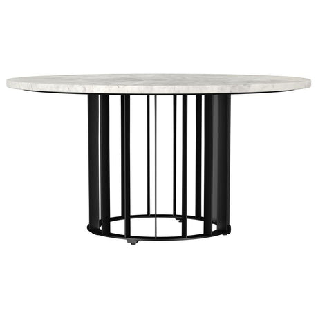 Haven - Round Genuine White Marble Top Table Black Coffee Tables by Coaster Fine Furniture | Bel Furniture