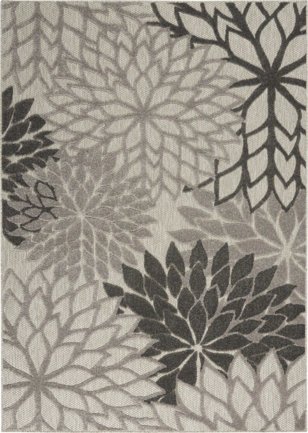 6' X 9' Floral Indoor / Outdoor Area Rug - Gray