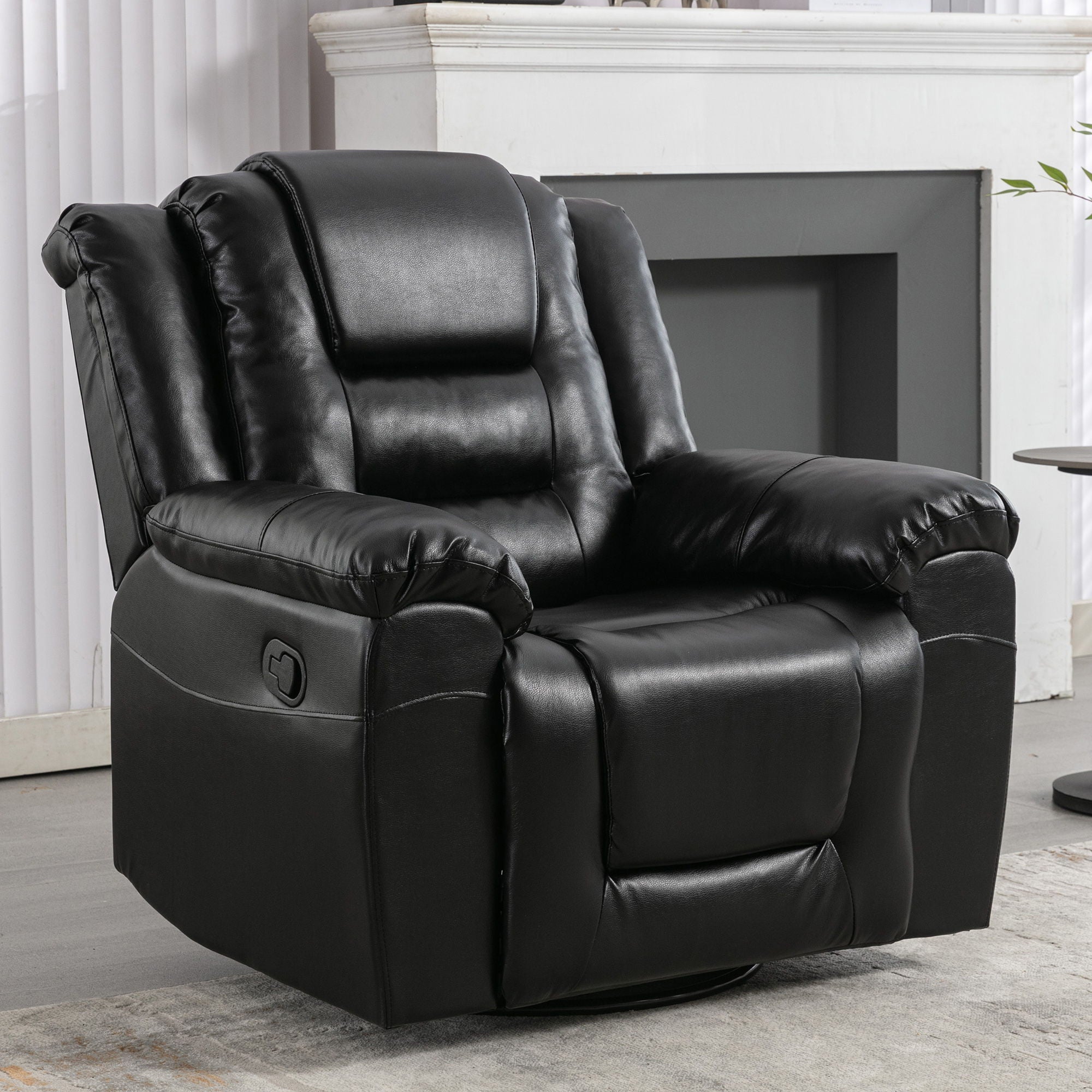 360° Swivel And Rocking Home Theater Recliner Manual Recliner Chair With Wide Armrest For Living Room