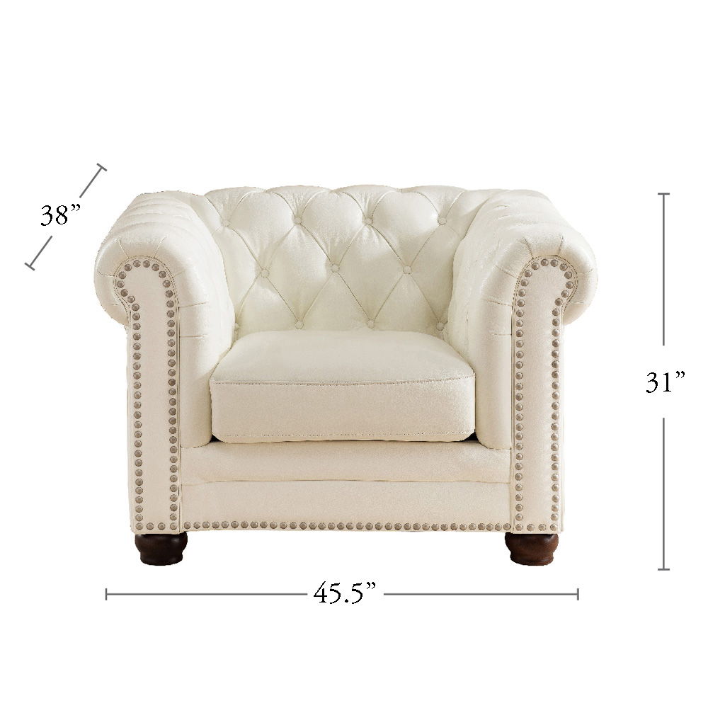 Aliso - Leather Chair - Cream White