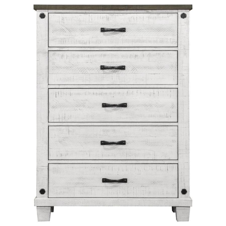 Lilith - 5-Drawer Bedroom Chest - Distressed White