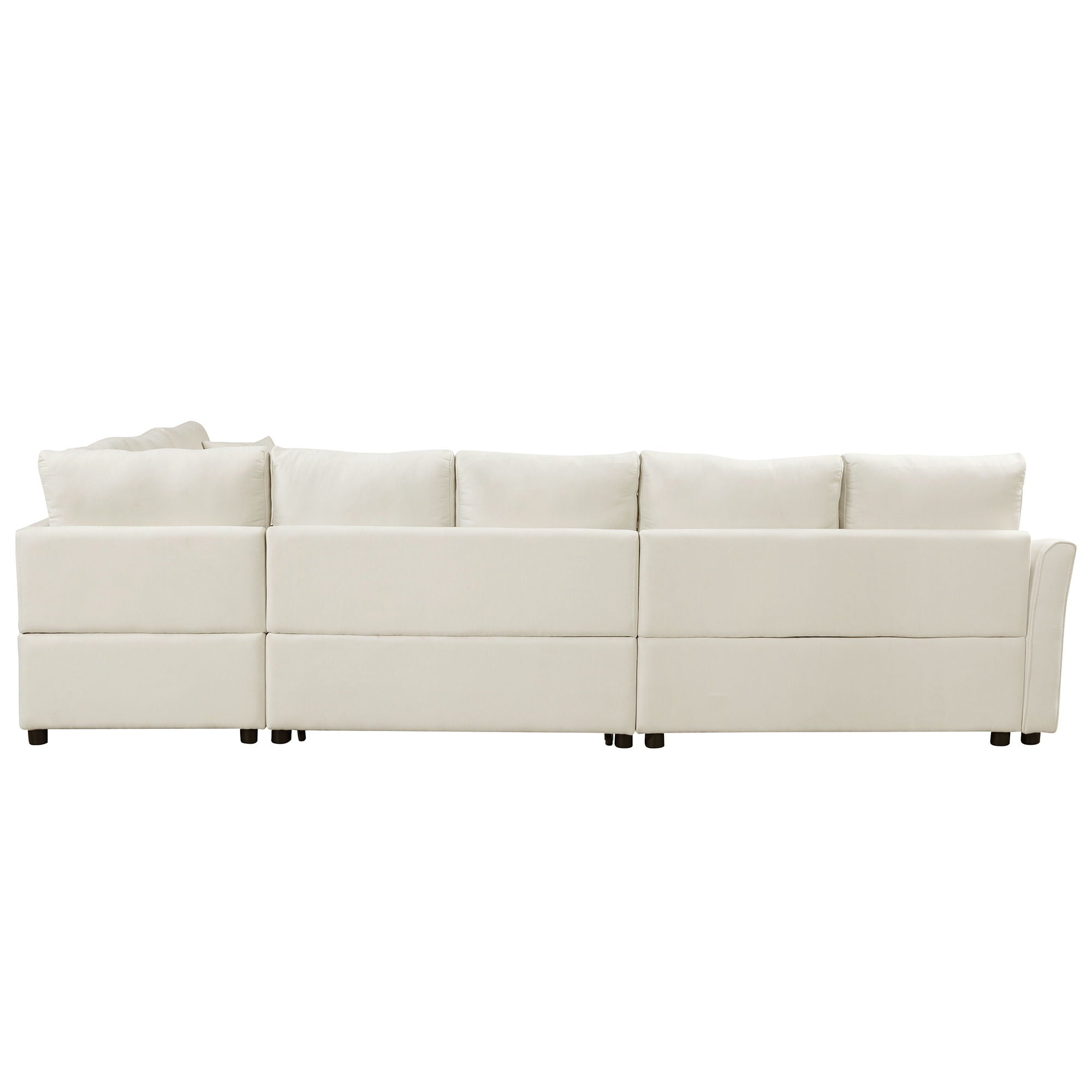 L-Shaped Sofa Convertible Sofa Bed Pull Out Sofa Sleeper With Two Back Pillows, Two USB Ports And Two Power Sockets For Living Room