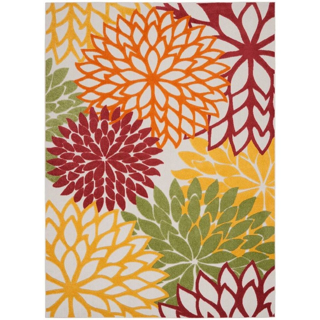 12' X 15' Floral Non Skid Indoor / Outdoor Area Rug - Red