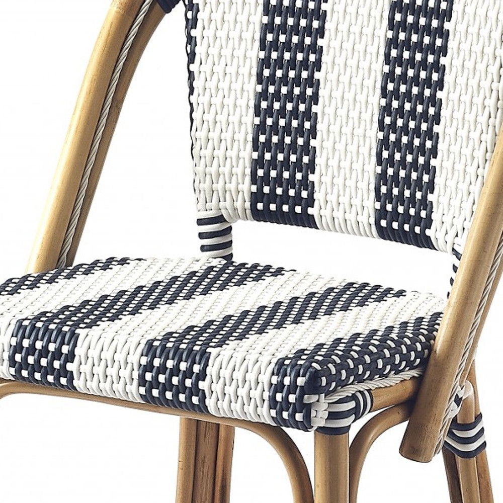 Natural Rattan Bar Chair - Blue / White