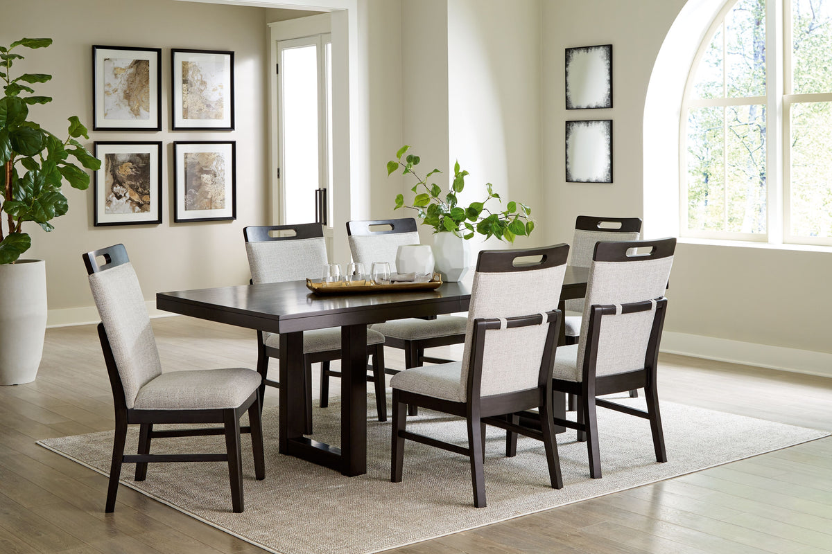 Neymorton - Dark Grayish Brown - 7 Pc. - Rectangular Extension Table, 6 Side Chairs by Signature Design by Ashley® | Bel Furniture