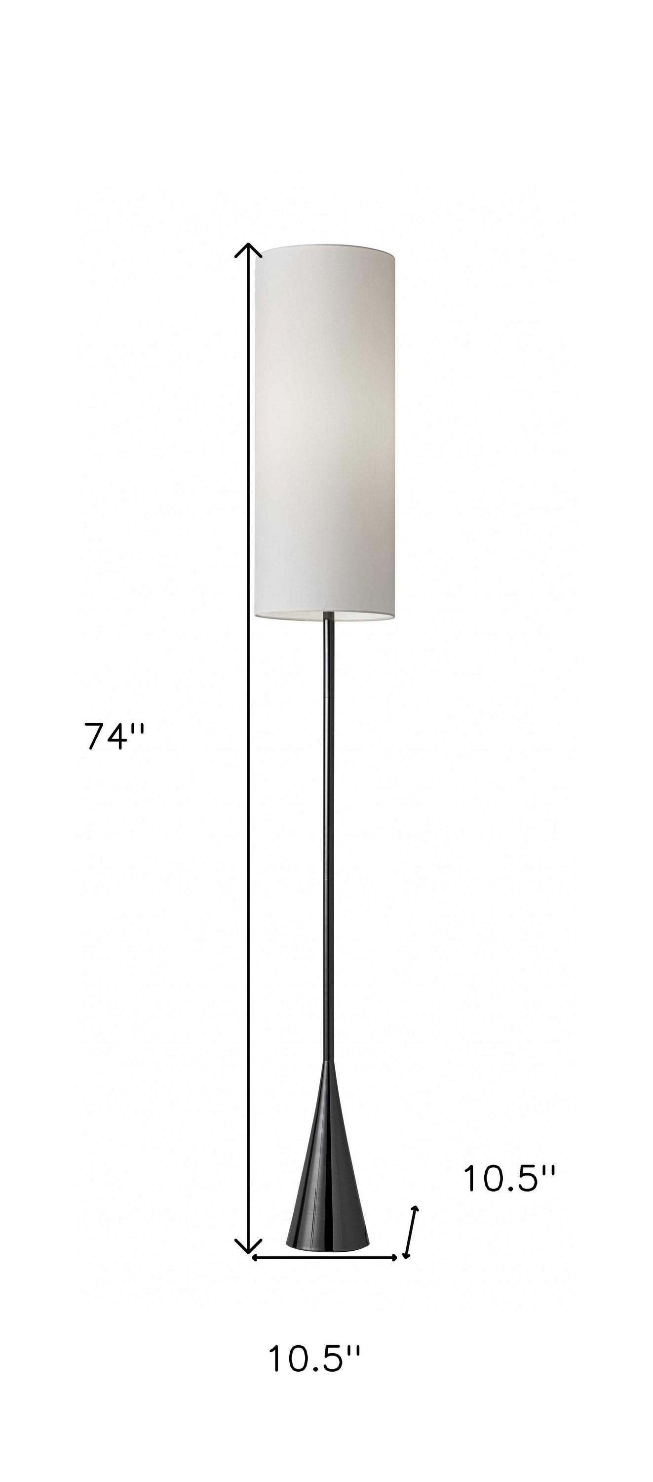 Dramatic Floor Lamp Bell Shaped Base In Nickel Finish Metal - Black