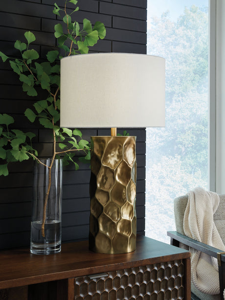 Marshawn - Gold Finish - Metal Table Lamp by Signature Design by Ashley® | Bel Furniture