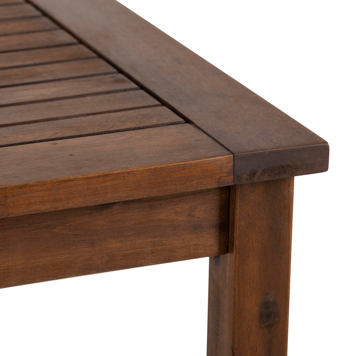 Contemporary Slat Top Acacia Wood Outdoor Dining Table by Walker Edison | Bel Furniture