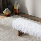 Henley - Fur Bench - White Khaki by Ashcroft Furniture | Bel Furniture