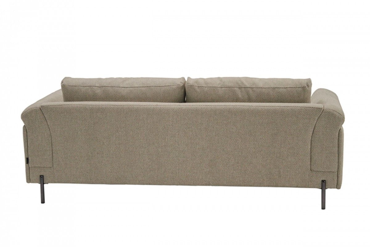 Contemporary Tan Sofa With Two Cushions - Dark Brown