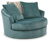Laylabrook - Oversized Swivel Accent Chair Blue by Ashley® | Bel Furniture