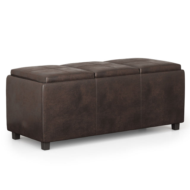 Avalon - Storage Ottoman - Distressed Brown by Simpli-Home | Bel Furniture