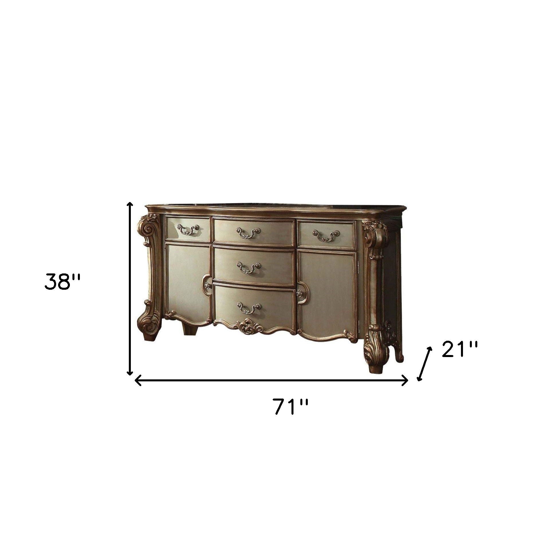 Solid Wood Dresser - Gold