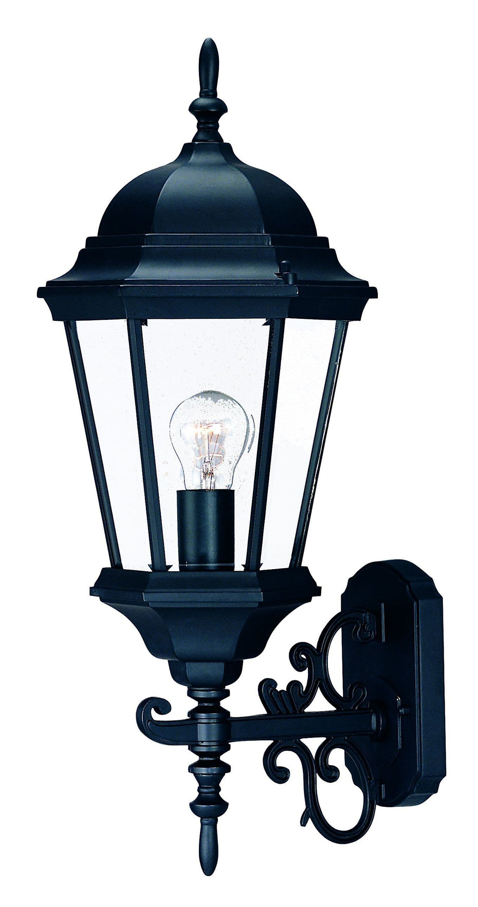 Domed Glass Lantern Wall Light - Matte Black