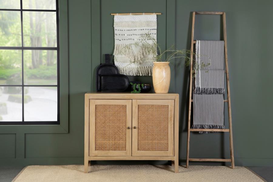 Zamora - Wood Accent Cabinet With Woven Cane