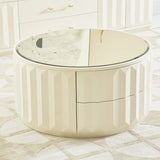 Facino - Round Storage Coffee Table - White Birch
