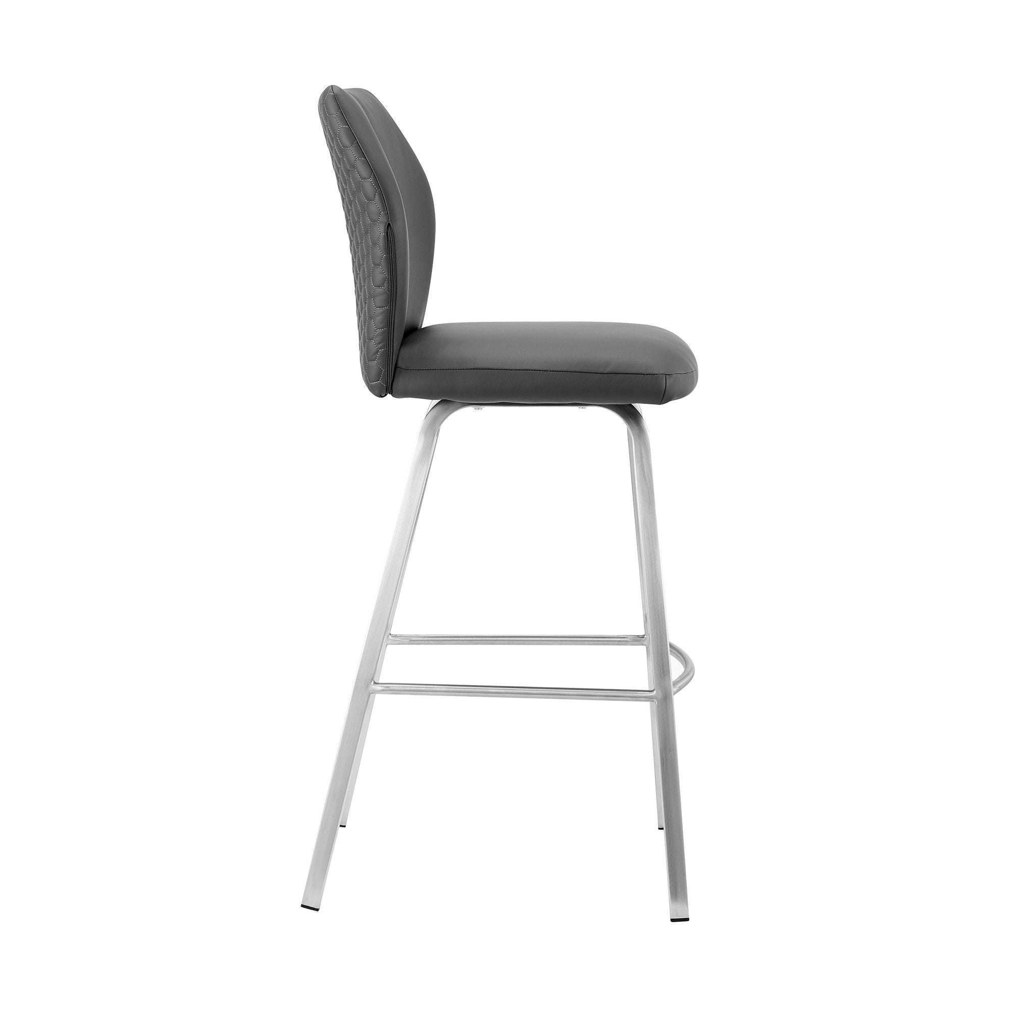 38" Counter Height Bar Chair - Gray / Silver