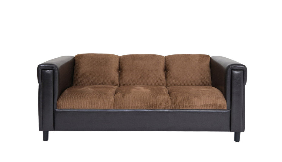 Chenille Sofa With Black Legs - Brown