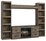 Trinell - 4-Piece Entertainment Center With 60" TV Stand Dark Brown Faux Firebrick Fireplace Insert by Signature Design by Ashley® | Bel Furniture