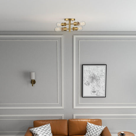 Ephemeral - 4 Lights Semi Flush Mount Ceiling Pendant - Antique Brass / Clear / Gold - view 4