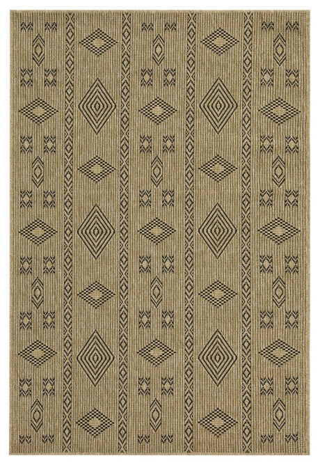 Earth - 5'3" X 7'3" Indoor, Outdoor Area Rug Polypropylene - Jute / Black by Icona Home Decor | Bel Furniture