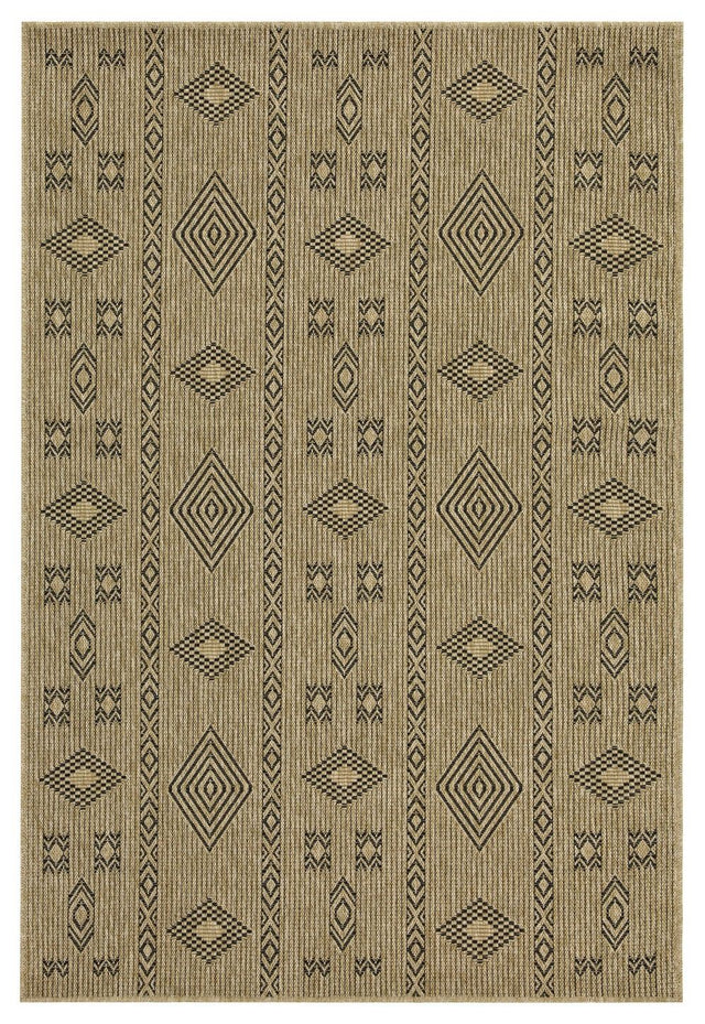 Earth - 5'3" X 7'3" Indoor, Outdoor Area Rug Polypropylene - Jute / Black by Icona Home Decor | Bel Furniture