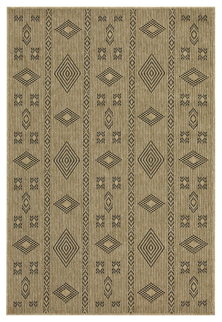 Earth - 5'3" X 7'3" Indoor, Outdoor Area Rug Polypropylene - Jute / Black