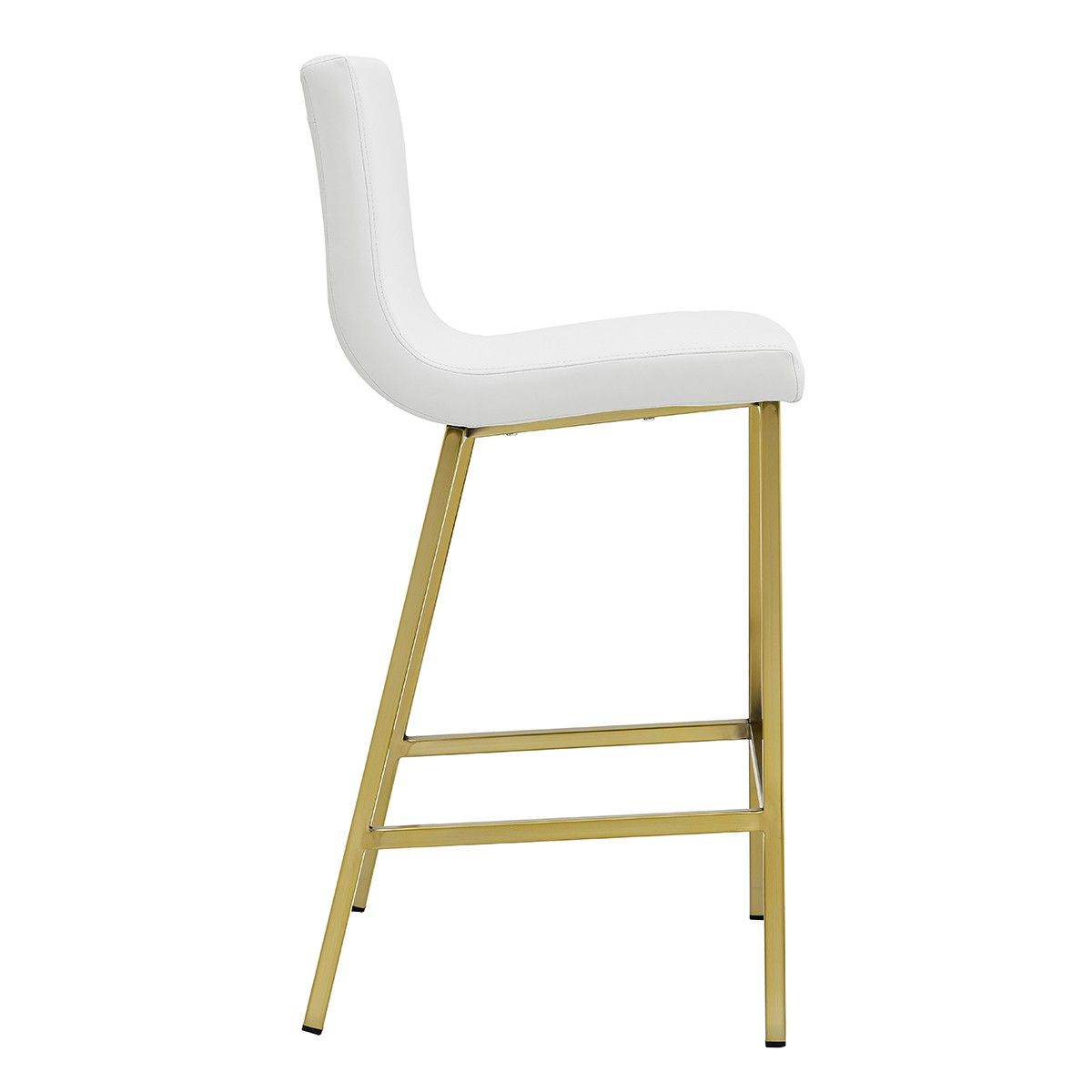 Steel Low Back Counter Height Bar Chairs (Set of 2) - White / Gold