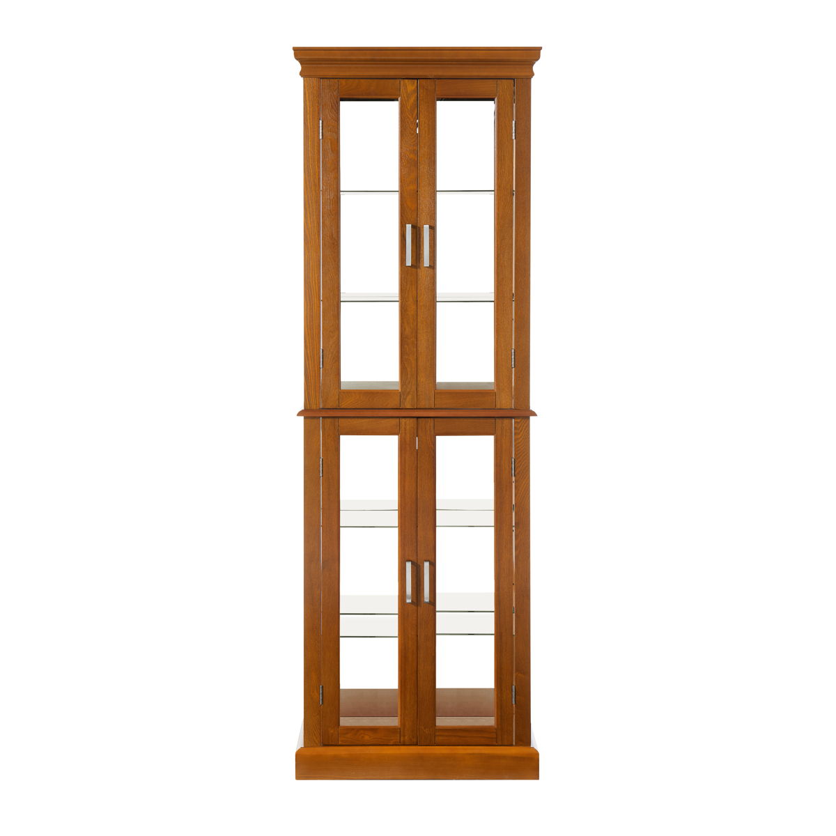 Curio Cabinet Lighted Curio Diapaly Cabinet With Adjustable Shelves And Mirrored Back Panel, Tempered Glass Doors (6 Tier), (E26 Light Bulb Not Included)