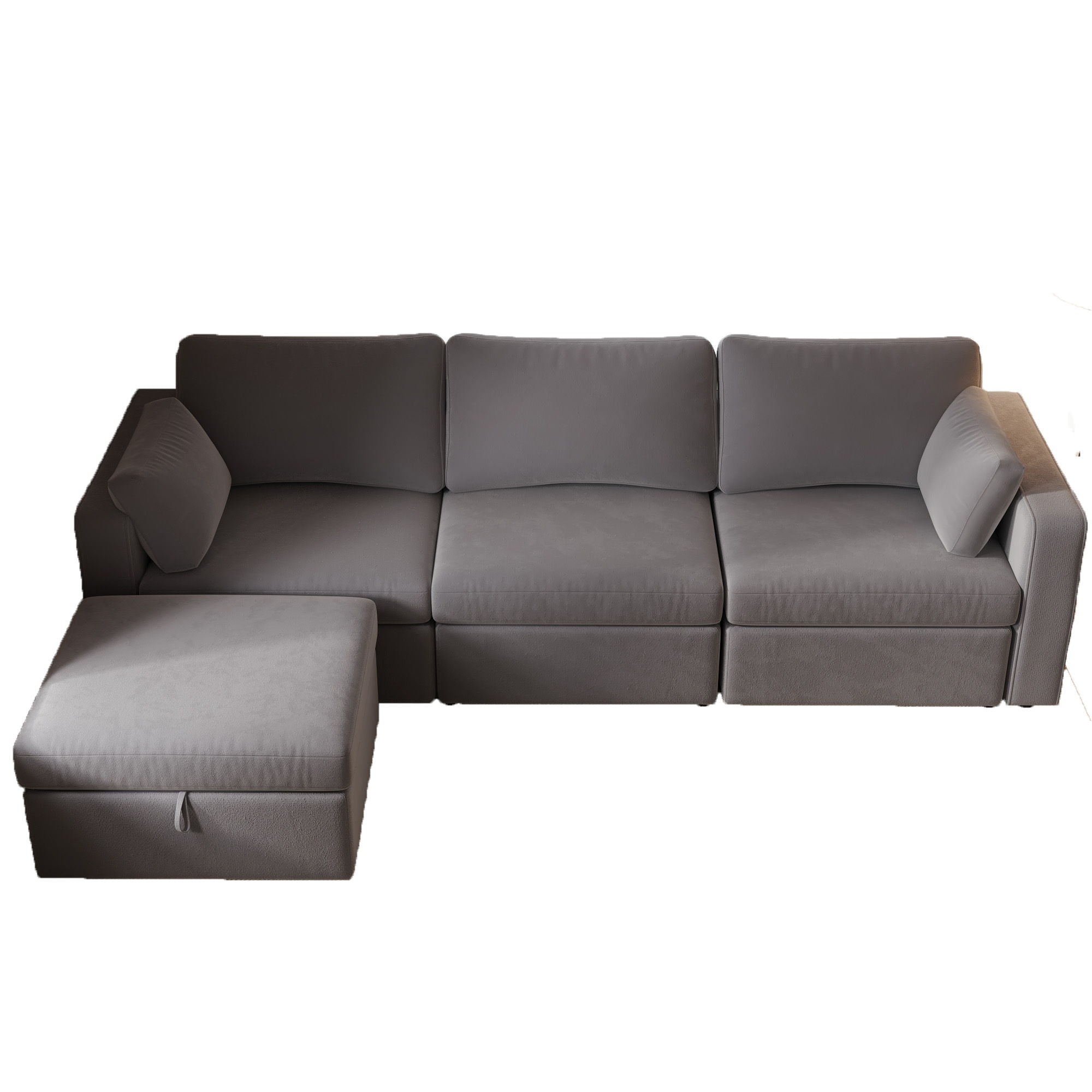 4 Seats Modern U-Shape Sectional Sofa, Oversized Upholstery Chaise Couch With Storage Ottomans For Living Room / Loft / Apartment / Office