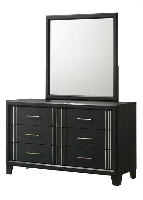 Charlie - Dresser & Mirror Black by Crown Mark | Bel Furniture