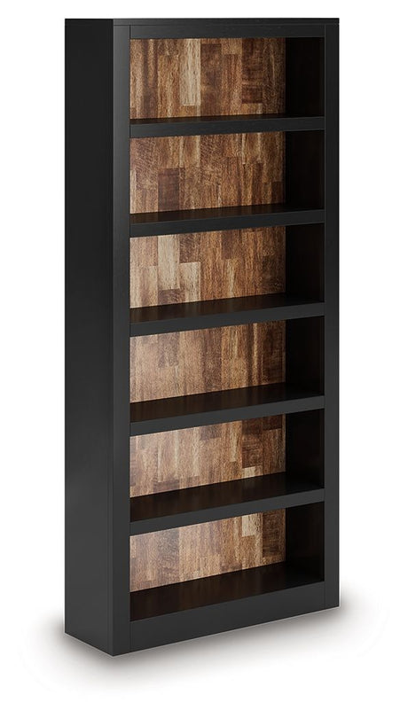 Wildenauer - 4 Pc. - Home Office Desk And Return, Swivel Desk Chair, Bookcase - Brown / Black - view 2