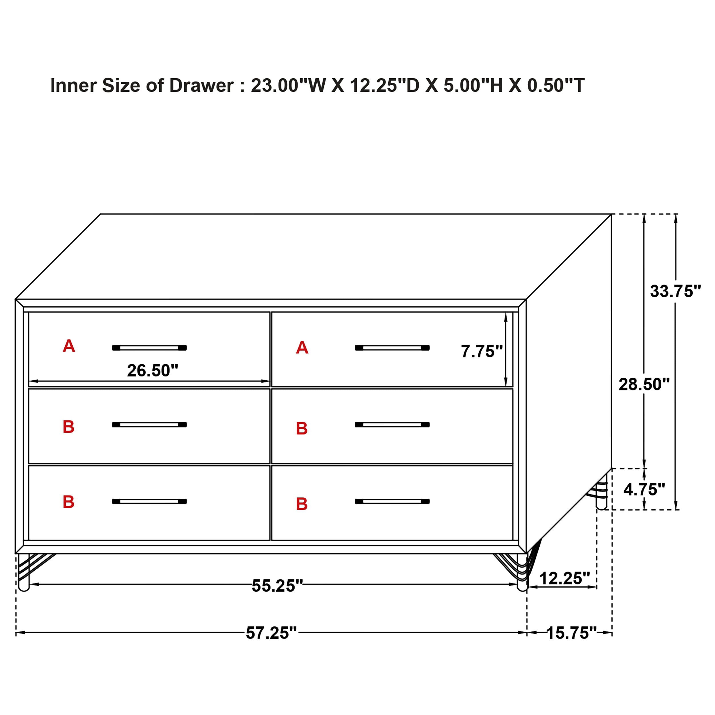 Lucia - 6-Drawer Dresser Cabinet - Black