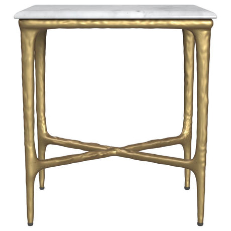 Baldwin - Rectangular Marble Top Side Table - White And Gold by Coaster Fine Furniture | Bel Furniture