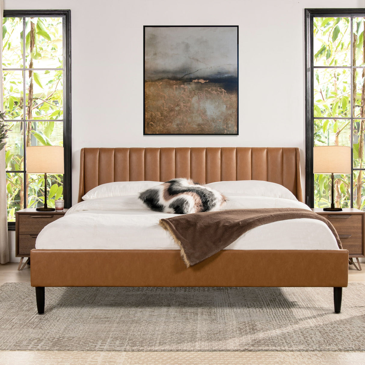 Aspen - Vertical Tufted Modern Headboard Platform Bed Set by Jennifer Taylor Home | Bel Furniture