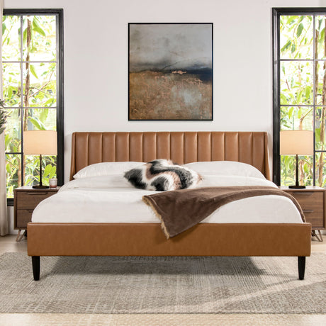Aspen - Vertical Tufted Modern Headboard Platform Bed Set by Jennifer Taylor Home | Bel Furniture