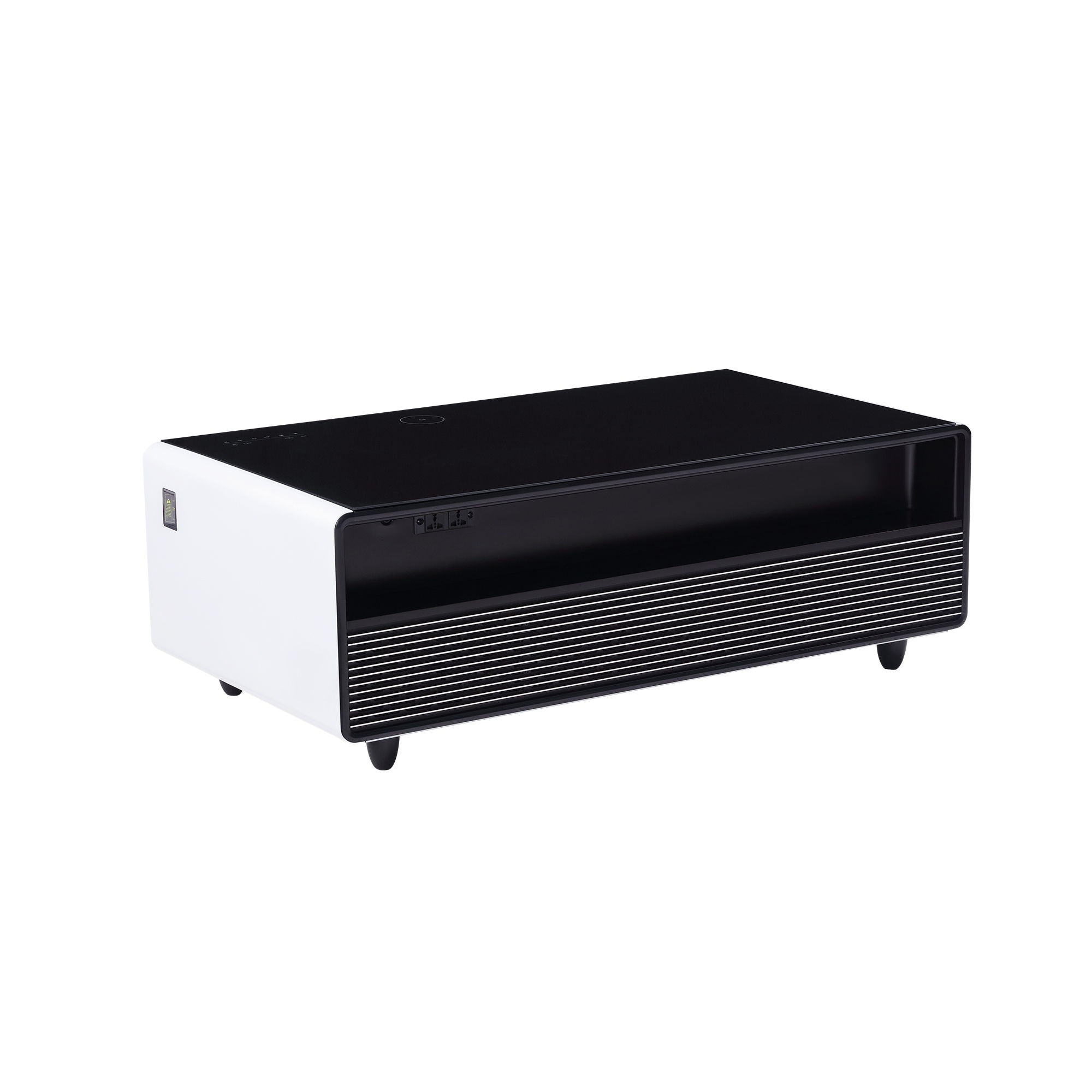 Modern Smart Coffee Table With Built-In Fridge, Bluetooth Speaker, Wireless Charging Module, Touch Control Panel, Power Socket, USB Interface, Outlet Protection, Atmosphere Light