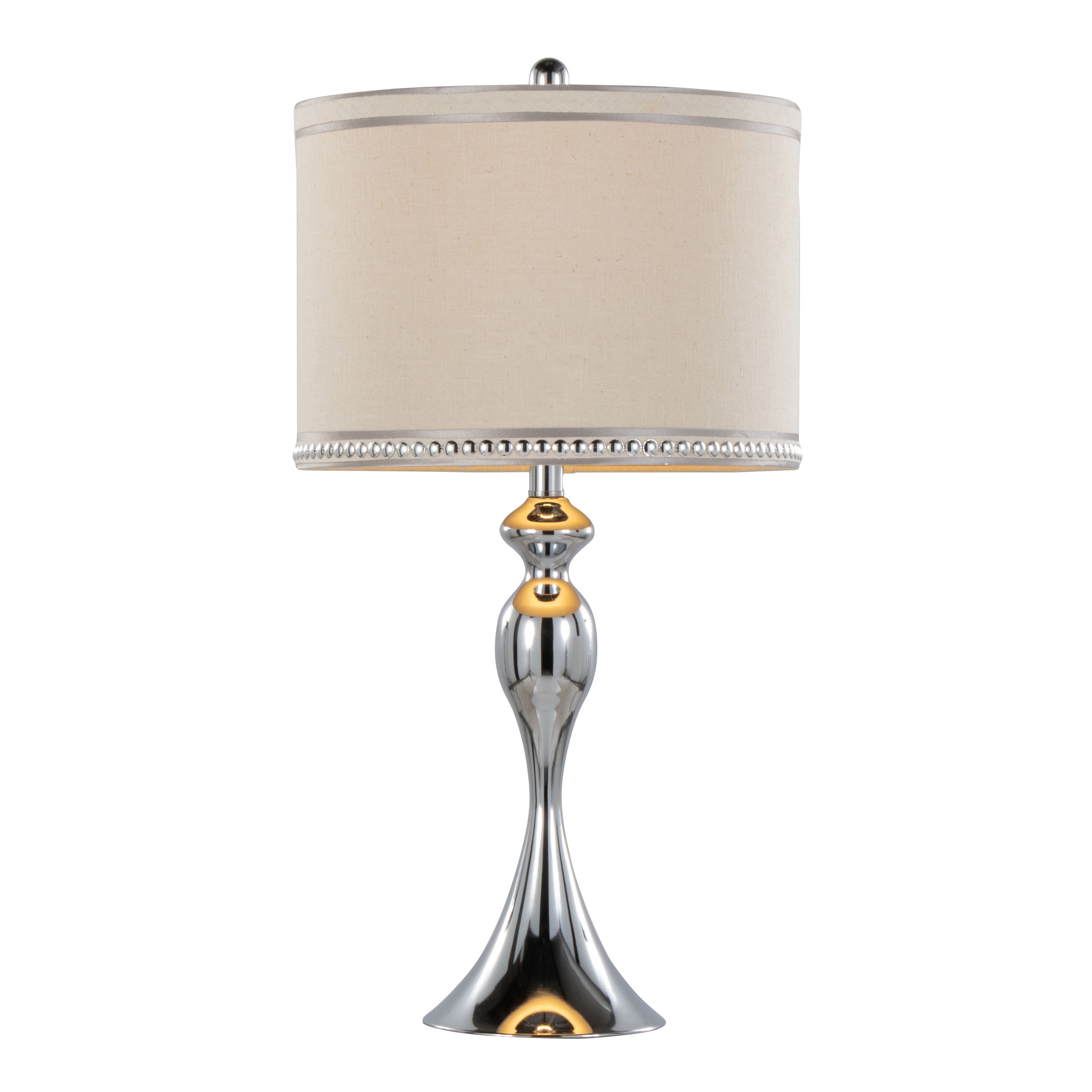 Ashland - Contemporary Table Lamp With Trim (Set of 2) - Polished Chrome / Cream